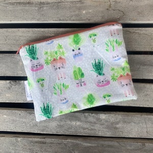 Travel Wet Bag -Cats and Cacti-Optional Strap Available Bikini Bag Wet Bag Gym Back Snack Bag Baby Gift