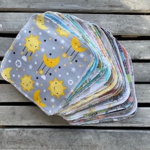 2 ply 30 Reusable Cloth Baby Wipes 7x7 Flannel Special Sale Price You pick Patterns, or Assorted Ready to Ship image 1