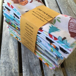 2 ply 30 Reusable Cloth Baby Wipes 7x7 Flannel Special Sale Price You pick Patterns, or Assorted Ready to Ship image 2