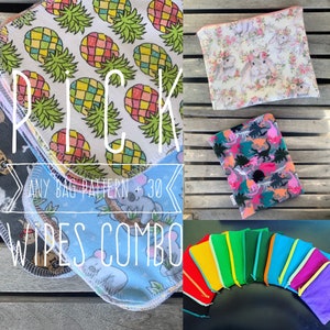 Combo pack-Pick any 30 Reusable Cloth Wipes and Wet Bag from listings image 1