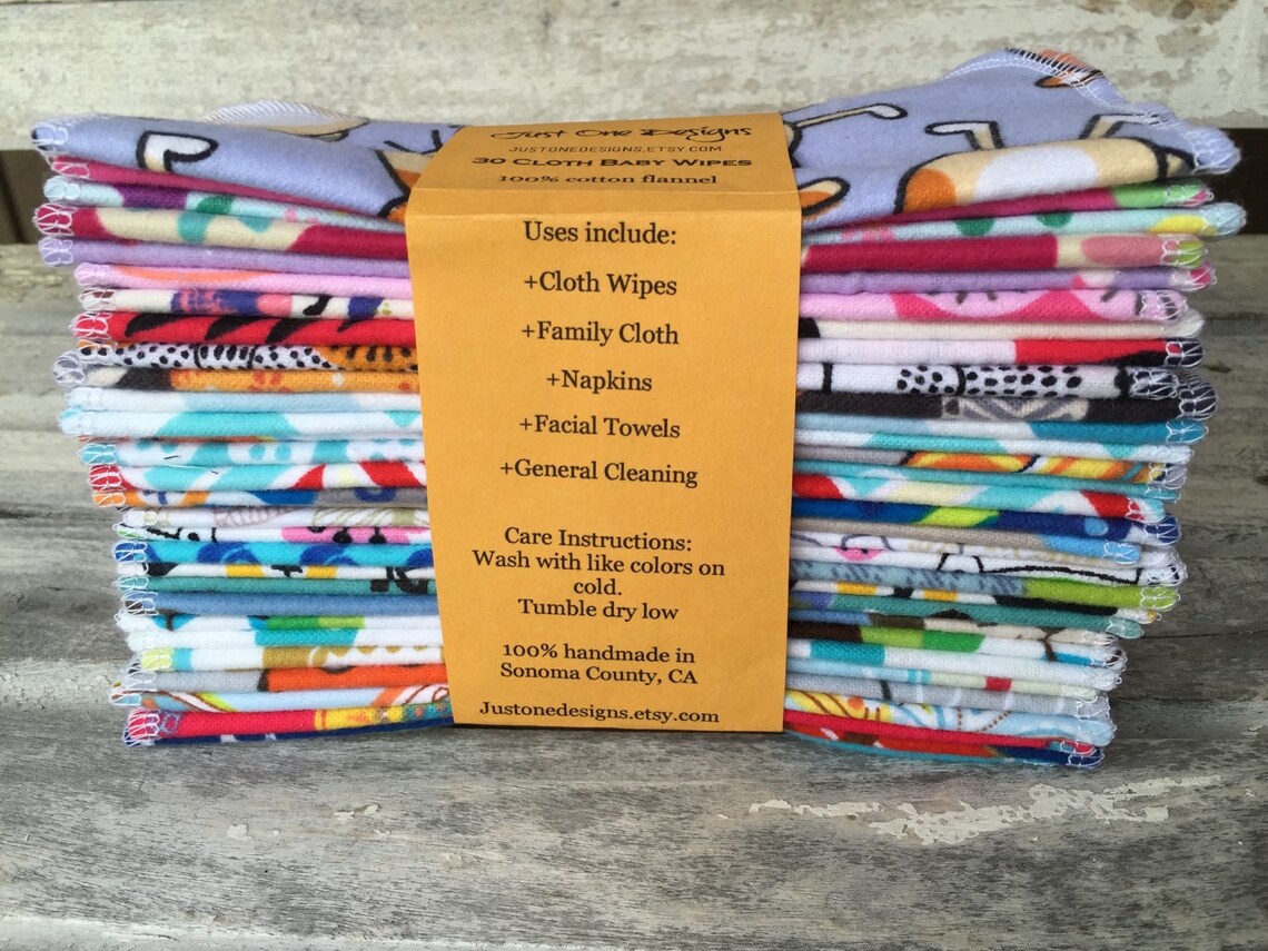 30 Reusable Cloth Baby Wipes 7x7 2 Ply Flannel Etsy