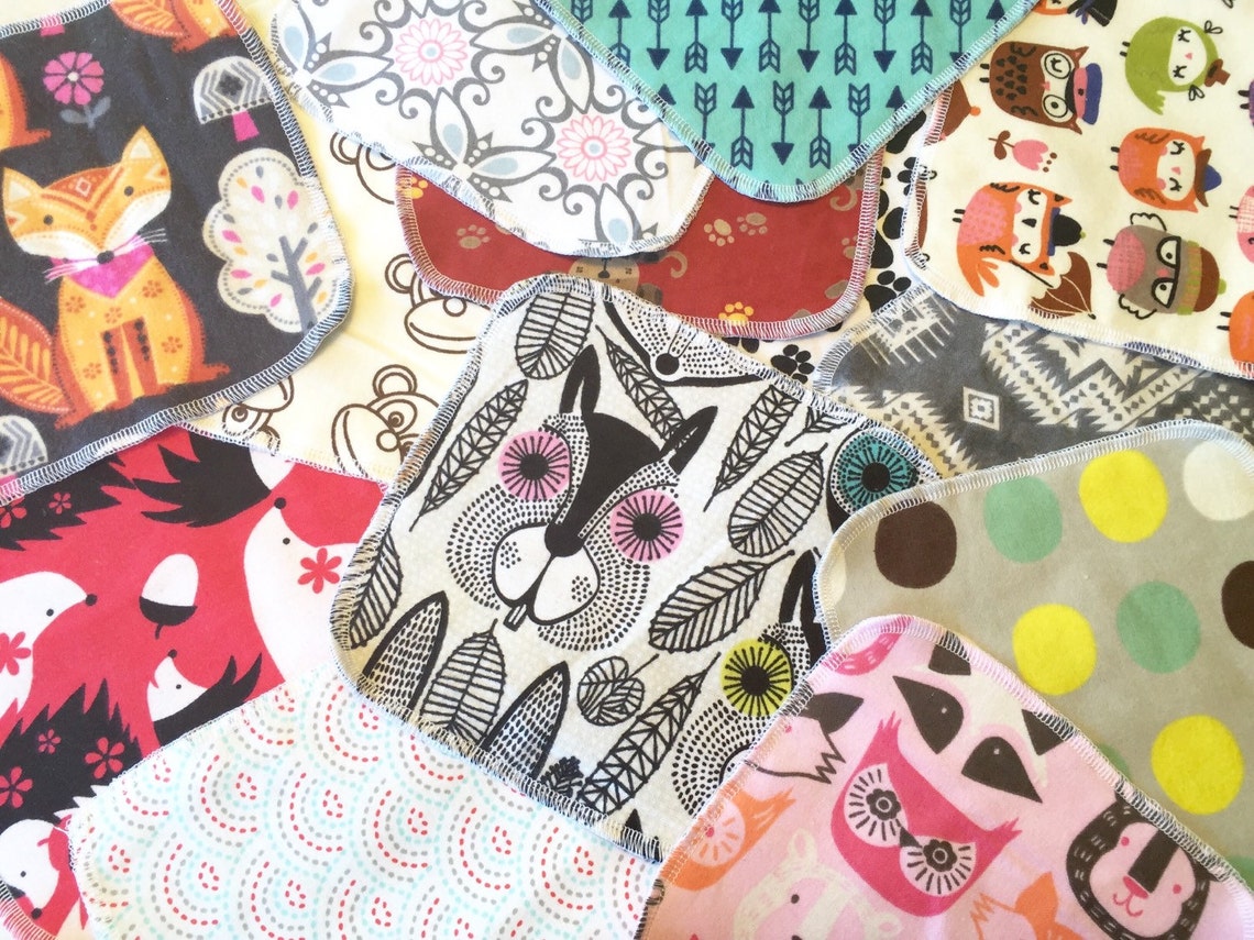 60 Reusable Cloth Baby Wipes 7x7 2 Ply Flannel Etsy