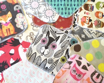 60 Reusable Flannel Baby Wipes: 2-Ply Cloth Wipes, Assorted Prints (7x7)