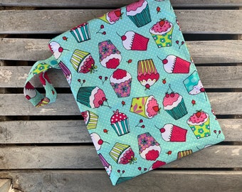Travel Wet Bag -Cupcakes -Optional Strap Available