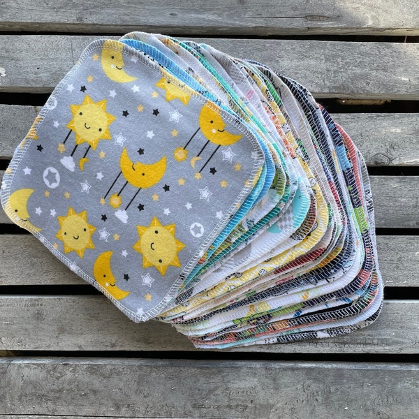 Cloth Baby Wipes-Unique Pattern Packs, Feminine, Neutral, Masculine, and Assorted , Unpaper Napkins, Family Cloth
