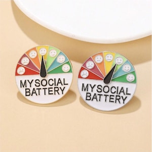 Enamel Pin My Social Battery Ad | Introverted Social Anxiety ADHD Autism | Mental Health Statement Comfort