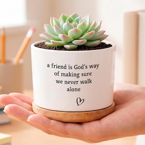 Keramik Herz Übertopf mit Ständer Beste Freundin Geschenk Nachdenkliche Freundschaft Zitat Blumentopf Sentimentale Schreibtischdekoration für Sie