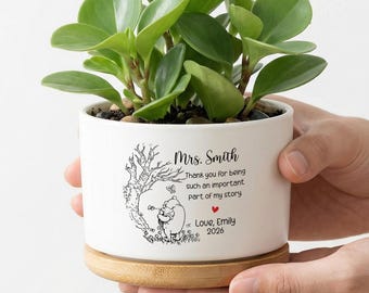 Maceta personalizada para profesores, maceta de agradecimiento personalizada, regalo de agradecimiento para mentores, decoración para el escritorio del aula.