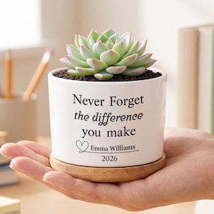 Maceta de flores como regalo de agradecimiento para empleados, maceta inspiradora para agradecer a los compañeros de trabajo, decoración de escritorio para el reconocimiento del personal, regalo significativo para la oficina.