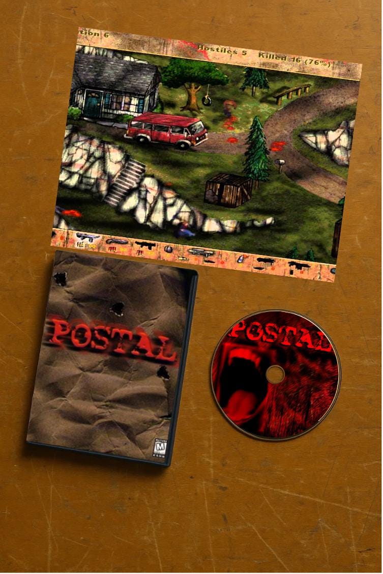 Postal 1 Limited Collector Complete Set: Game Case, Functional Disc (No Game Data), Stickers, Small Poster