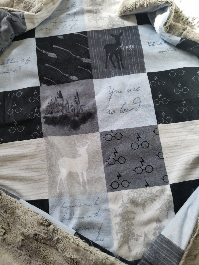 Harry Potter Crib Bedding Set Blue Minky Blanket Crib Etsy