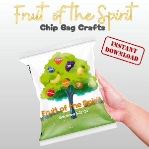 Fruit of the Spirit Chip Bag Craft Galaten 5:22-23 Bijbelzondagsschool (digitale download)