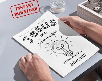 John 8:12 Coloring Sheet - Jesus is the Light of the World (digital ...