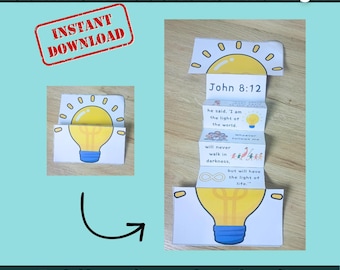 John 8:12 Folding Surprise Craft - Jesus, Light of the World (Printable PDF)