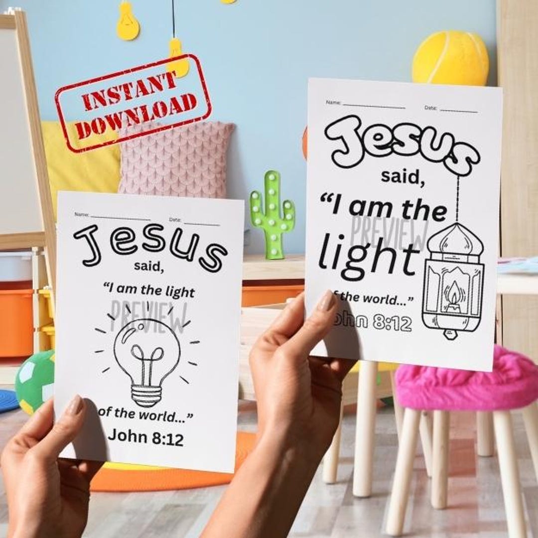 John 8:12 Coloring Sheet- Jesus is the Light of the World | 2 Pages ...