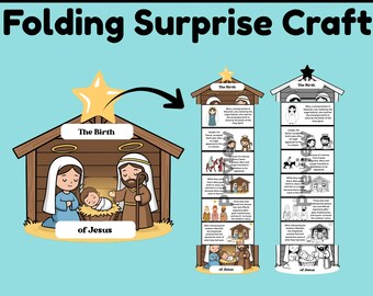 The Birth of Jesus Nativity Folding Surprise Printable for Christmas Christian Lesson Activity