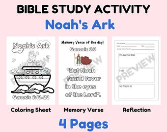 Printable Noah's Ark Activity Sunday School Kid's Bible Study (Digital Download)