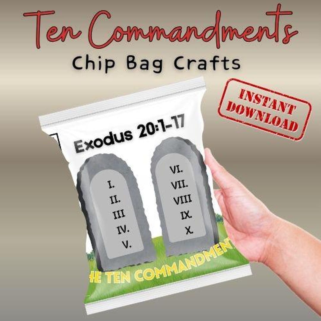The Ten Commandments Chip Bag Crafts Exodus 20:1-17 Bible Sunday School ...