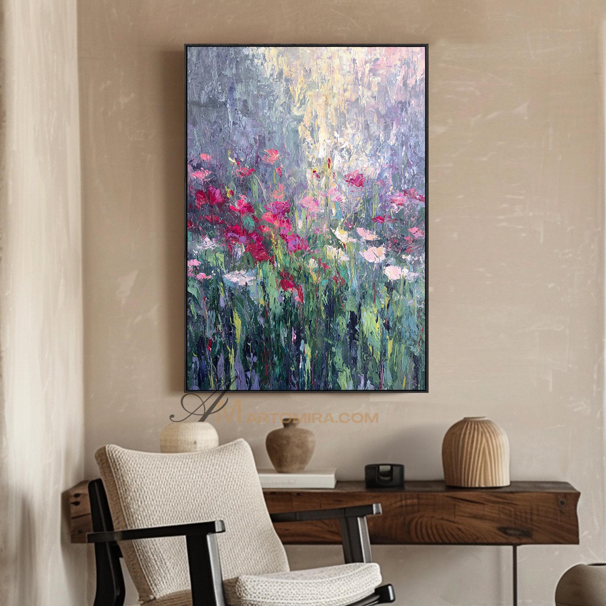 Colorful Wideflowers Oil Painting on Canvas Floral Wall Art Wildflower ...
