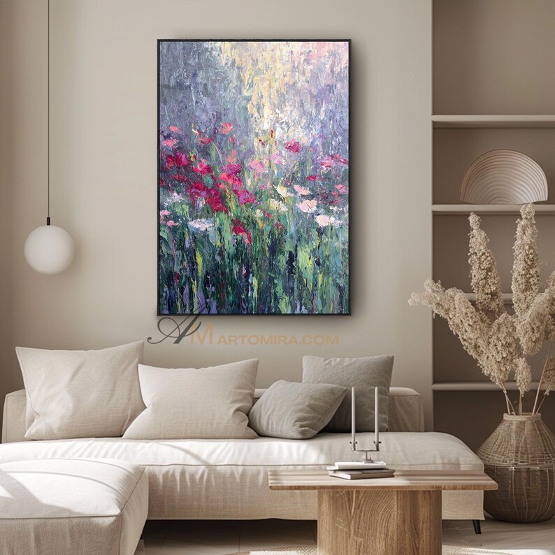 Colorful Wideflowers Oil Painting on Canvas Floral Wall Art Wildflower ...