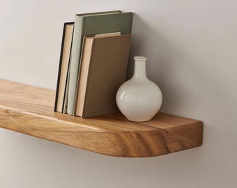 Floating Oak Shelves Solid Wood Wall Shelf for Books