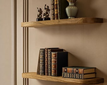Rounded Edge Wooden Floating Shelf: Rustic Wall Decor