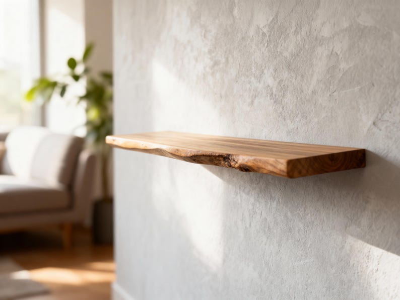 Live Edge Floating Shelf – Natural Walnut Wood, Rustic Handmade Wall ...