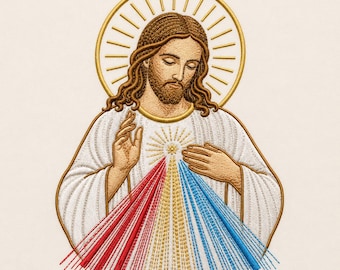 Divine Mercy Jesus Embroidery Design, Catholic Machine Embroidery, Religious PES DST EXP