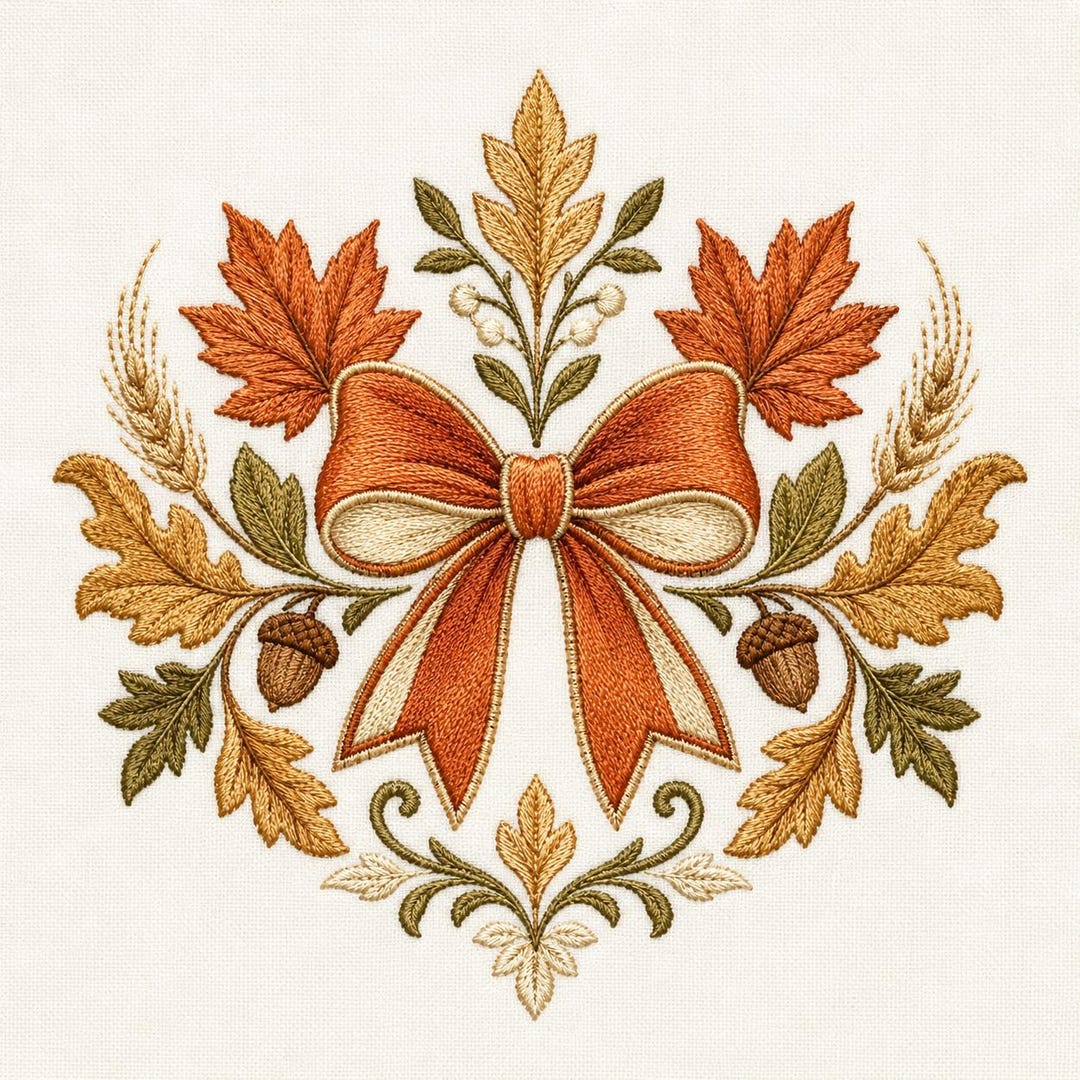 Fall Bow Acorn Frame Embroidery Design, Autumn Leaves Machine ...