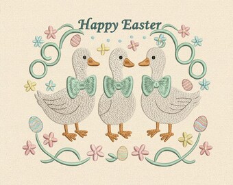 Easter Duck Embroidery Design – Spring Decor (Digital Files)