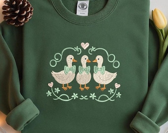 Triple Goose Embroidery Design, Farm Animal Stitch Pattern (Digital File)