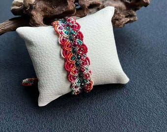 Handmade Macrame Bracelet with Adjustable, Boho Bracelet