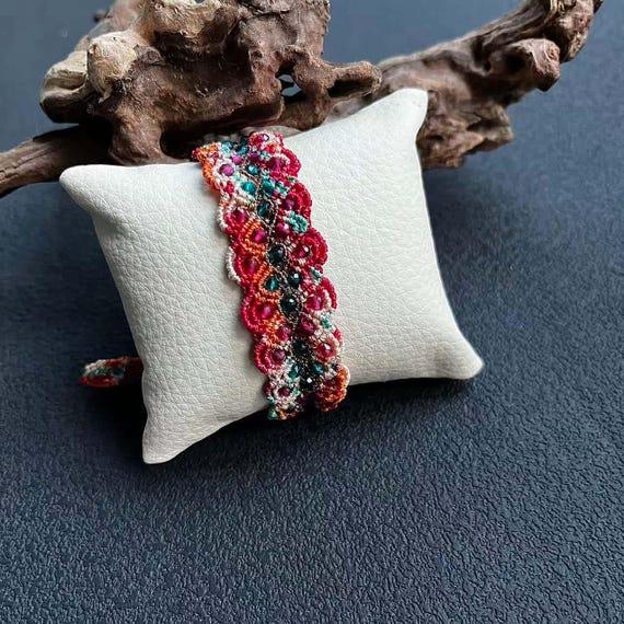Handmade Macrame Bracelet with Adjustable, Boho Bracelet