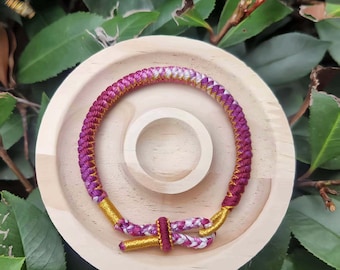 Woven Macrame Bracelet with Adjustable, Section Dyed Yarn,Boho Gift