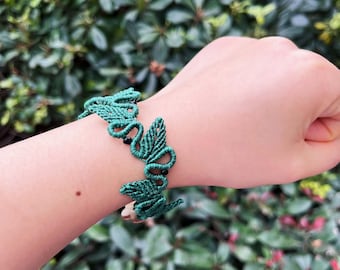 Bracelet en macramé fait main avec fil ciré, bijoux réglables en forme de feuille de bohème, cadeau pour elle
