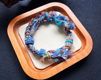 Bracelet macramé tissé à la main, bracelet bohème tibétain multicolore