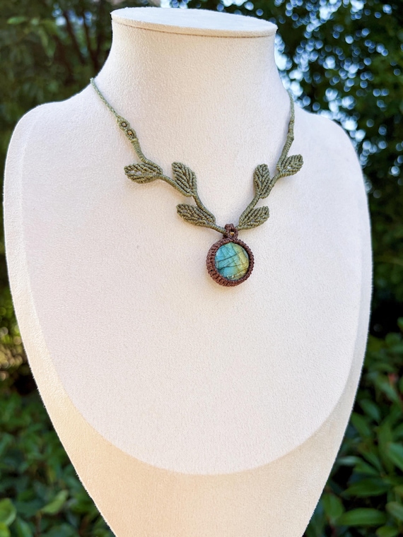 Macrame Labradorite Necklace, Tree of Life Design,Spring and Summer Necklace