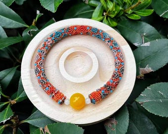 Macrame Bracelet for Women, Elastic Stretch Fit, Galaxy Dyed Thread