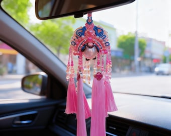 Ornement de miroir de voiture d'opéra chinois tissé à la main, suspension de voiture Daomadan