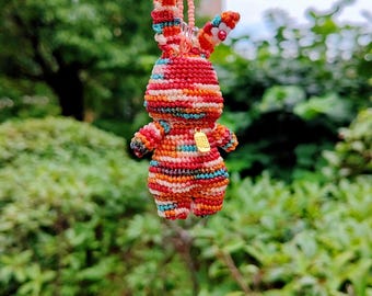 Porte-clés lapin, fil teint Dsection, tricoté fait main, décoration à suspendre pour sac, décoration pour clé de voiture