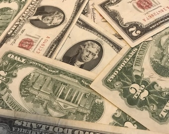 Red Seal Two Dollar Bill: 1953-1963 US Currency Estate Lot