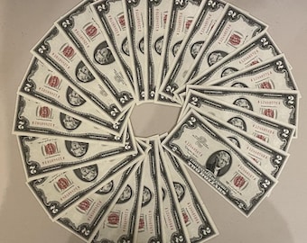 Consecutive 1953 & 1963 Two Dollar Red Seal Notes Certificate Bill 2 Dollar Sequential