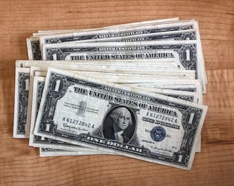1957 One Dollar Note 1 Dollar Silver Certificate VG+ Bill Blue US Currency
