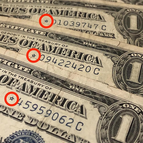 1957 Star Note One 1 Dollar Silver Certificate - Blue Seal US Bill