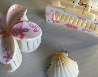 Marina Clamps Pink, Hair Accessories. Perfect for the typical updo you need at the beach, keeping your look elegant and boho.