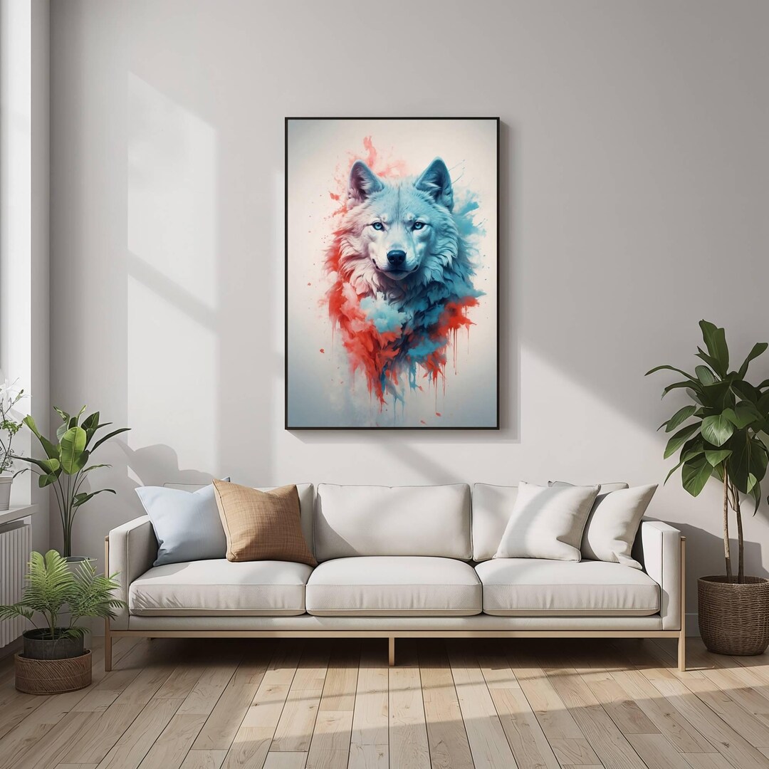 Abstract Wolf Wall Art Fine Art Print | Modern Animal Portrait | Zapadi ...