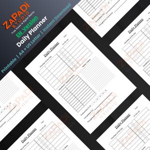 May include: A collection of printable daily planners with a white background. Each planner features sections for priorities, to-do lists, deadlines, notes, and productivity tracking. The text "Daily Planner" is visible on each page, along with the text "EN Version".