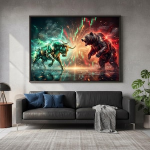 Konsttryck för finansmarknaden, Bull vs. Bear Market | ZaPaDi Studio