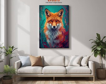 Majestic Fox Wall Art Print: Abstract Wildlife Home Decor