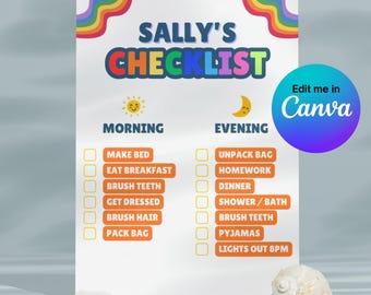 Kids Daily Chore Checklist | Instant Download Morning & Evening Routine Template